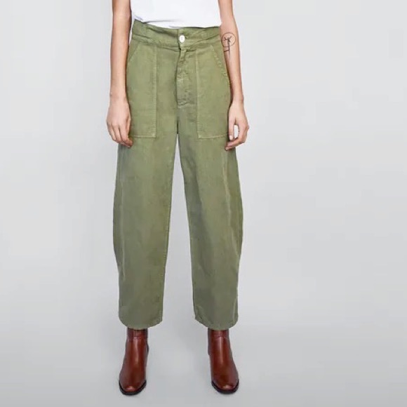 Zara women’s wide leg high rise cotton linen pants size 4 - Picture 1 of 8